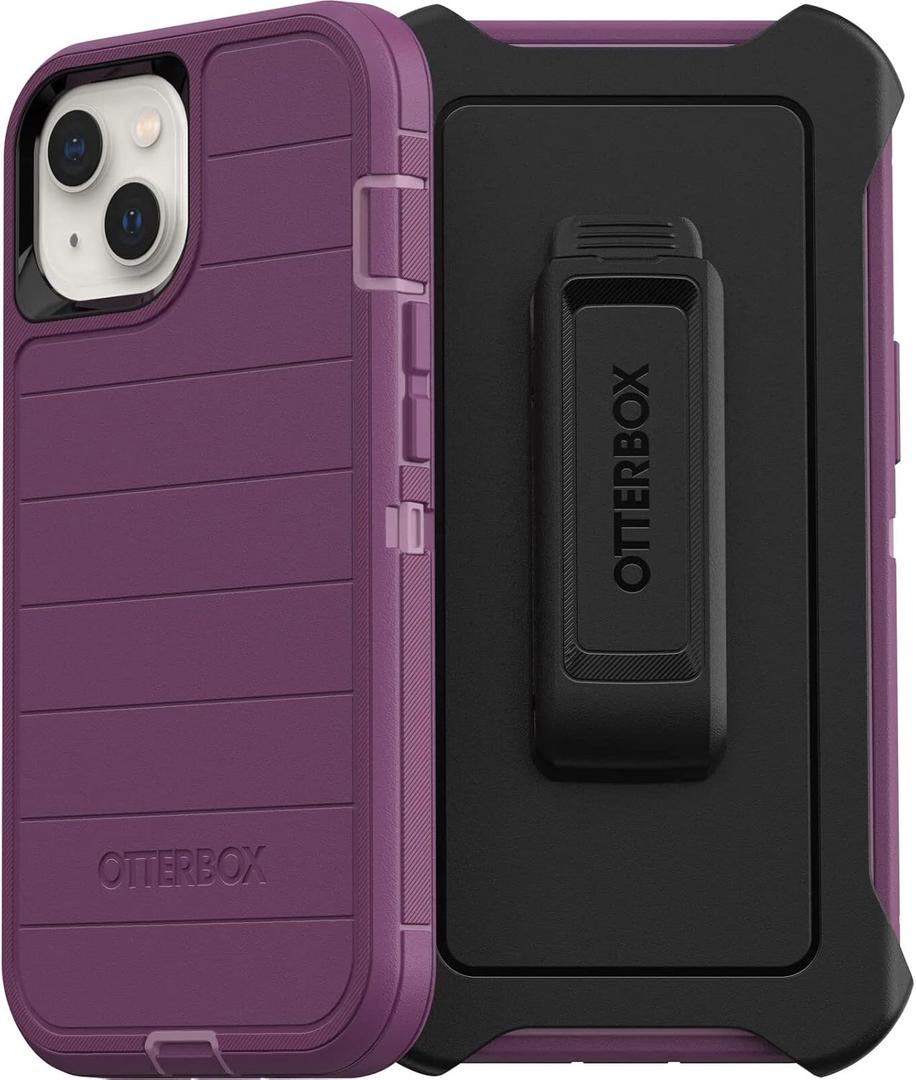 OtterBox Defender Series Screenless Edition Case for iPhone 13 (Only) - Holster Clip Included - Microbial Defense Protection - Non-Retail Packaging - Happy Purple