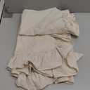 Retro Farmhouse Ruffle Tablecloth Cotton Flounces Trim Washable Table Cover Tablecloths for Rectangle Table Baby Shower Kitchen Party Wedding Decor, 52''x70'' (Off-white)