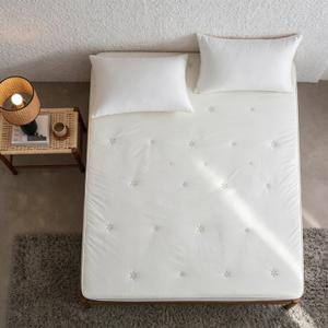 Simple & Opulence Queen Size Mattress Pad Protector, 100% Cotton Top Cooling Breathable Quilted Mattress Cover Fitted Sheet Stretches up to 16 Inches Deep Pocket Non Slip Soft Bed Pad Topper-Cream Khaki