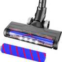 Updated Motorized Brush with Headlights for Dyson V6 Series DC59 DC62 Vacuum Cleaners,Two Rollers Replacement Head of Soft & PP Bristles Roller, Motorhead Attachment for Wood Floor, Carpet Cleaning