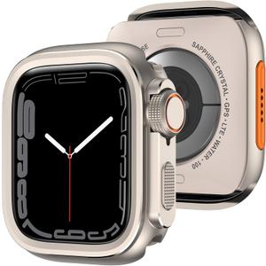 Amizee 2 in 1 Metal Case Compatible with Apple Watch Series 6/SE/5/4 44mm with Back Cover, Rugged Shockproof Protective Bumper Cover for iWatch 44mm, Titanium