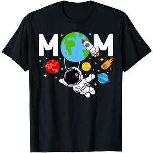 Mom of The Birthday Astronaut Space Lover Family Matching T-Shirt M