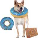 Dog Donut Collar | Alternative to Traditional or Soft Dog Cones | Inflatable Post-Surgery Cone for Medium Dogs (Blue)