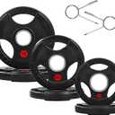 Fitvids Olympic Cast Iron 1-Inch Weight Plate for Strength Training & Weightlifting Home Gym, 2.5/5/10LB (Pairs)