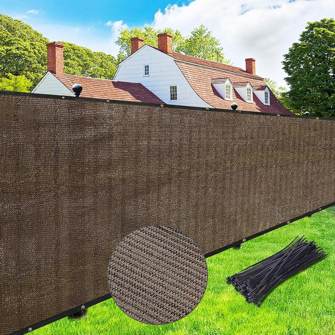 UPGRADE Privacy Screen Fence 6' x 50' Commercial Shade Cover with Brass Grommets Heavy Duty Perfect for Outdoor Back Yard-Mocha, Customizable