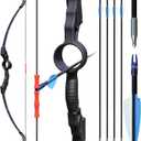 Youth Bow and Arrow Set for Teens Beginners, Archery Recurve Bow with Safety Practice Arrows Backyard Games Gift (18lbs Black)