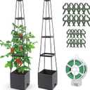 Qaobo 2 Pack Raised Garden Bed, Planter Boxes with Trellis 58.3'' Tomato Planters for Climbing Vine Vegetables Flowers Plants Self Watering Tomatoes Cage for Outdoor Patio Greenhouse