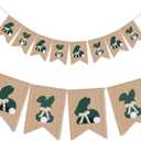 2 x Lounsweer Easter Burlap Banner Decorations 3D Rustic Rabbit Bunny Burlap Garland Moss Green with Bow Pom Pom Tail Bunny Baby Shower Decorations for Mantle Fireplace Birthday Party Spring Home Decor