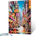 Graffitic Chinatown Paint by Numbers Kits 16x20 inch Canvas American Cityscape DIY Oil Painting for Kids,16''x20' inch Adults Beginner San Francisco City Paintwork with Brushes Nordic Gift(DIY Frame) (Artwork-25)