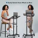 BONTEC Lecterns & Podiums Portable Mobile Standing Laptop Desk, Height Adjustable, Sit Stand, Home Office Classroom Pulpit Stand Up Desk Workstation, Rolling Table Laptop Cart with Storage Tray