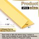 Zonon 2 Pcs 45/64" W x 3' L Spring Bronze Weather Stripping Metal Brass Weather Strip Copper Weatherstripping for Exterior Old Door or Window Seal with Mounting Nails(V Shape)