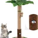 Woochpet Cat Scratching Post 35'' Tall Cat Scratcher Tree Tower Scratching Posts for Indoor Cats with Cat Toy Mouse Hole and Interactive Wooden Ball for Kittens Adults Cats