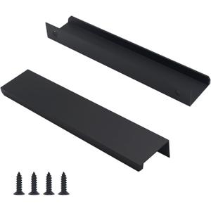 30 Pack Modern Kitchen Cabinet Handles, Black Finger Pulls for Cabinets 5.9inch/150mm Length, Matte Black Edge Cabinet Pulls, Drawer Tabs Pull Hardware Concealed Tab Handle