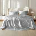 Bedsure Satin Sheets Queen Size - Similar to Silk Sheets, Silky Bedsheet Queen Size Bed, Soft & Luxury, Non-Fading & Wrinkle Free, Good for Hair & Skin, Gifts for Women, 4 Pieces, Silver Grey