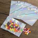 100 Pack Resealable Holographic Bags for Small Business, Iridescent Mylar Bags with Clear Front Smell Proof Foil Packing Pouches for Multipurpose Storage (4 X 6 inches)