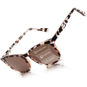 LianSan Progressive Multifocal Reading Sunglasses - for Women Men with Spring Hinge Acrylic Frame UV400 Trifocal Sun Readers Tortoise for 20ft Distance 1.50x