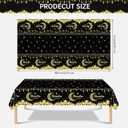 2 x 2 Pcs Ramadan Tablecloth - Plastic Black Gold Ramadan Kareem Table Cloth, Disposable Rectangle Eid Moon Star Table Cover for Ramadans Mubarak Home Party Supplies Decorations Table Decor, 108 x 54 Inch