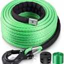 Marsui 1/4" x 100 ft Synthetic Winch Rope Cable Kit, Winch Line with Protective Sleeve Forged Hook Replacement Safety Pull Strap for 4WD Vehicle Truck ATV UTV SUV
