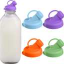 Silicone Glass Bottle Replacement Caps,48mm Diameter Pour Spout Lids, Replacement Lids Fit Stanpac & Libbey & Stock Your Home & The Dairy Shoppe, Reusable and easy to clean bottle caps