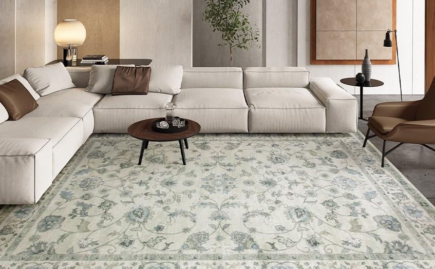 Wonnitar Beige 8x10 Rugs for Living Room Floral Rug, Low Pile Vintage Boho Large Rug, Non Slip Stain Resistant Rugs for Bedroom Dining Room Home Office Department (Beige, 8x10)