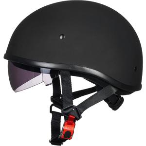 ILM Motorcycle Half Helmet with Sunshield Quick Release Strap Half Face Fit for Cruiser Scooter DOT Approved 883V (Medium, Matte Black)