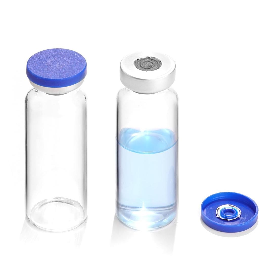 20ml Sealed Vials with Self Healing Injection Port and Plastic-Aluminum Flip Caps,Glass Empty Vials for Injection, Pack of 2 20ml Sealed Vials with Self Healing Injection Port and Plastic-Aluminum Flip Caps,Glass Empty Vials for Injection, Pack of 2