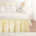 RIMELA Bed Skirt Queen Size 12 Inch Drop, Wrap Around Elastic Bedskirt Solid Microfiber Luxury Hotel Quality Fabric, Easy to Install Machine Washable Wrinkle & Fade Resistant, Light Yellow