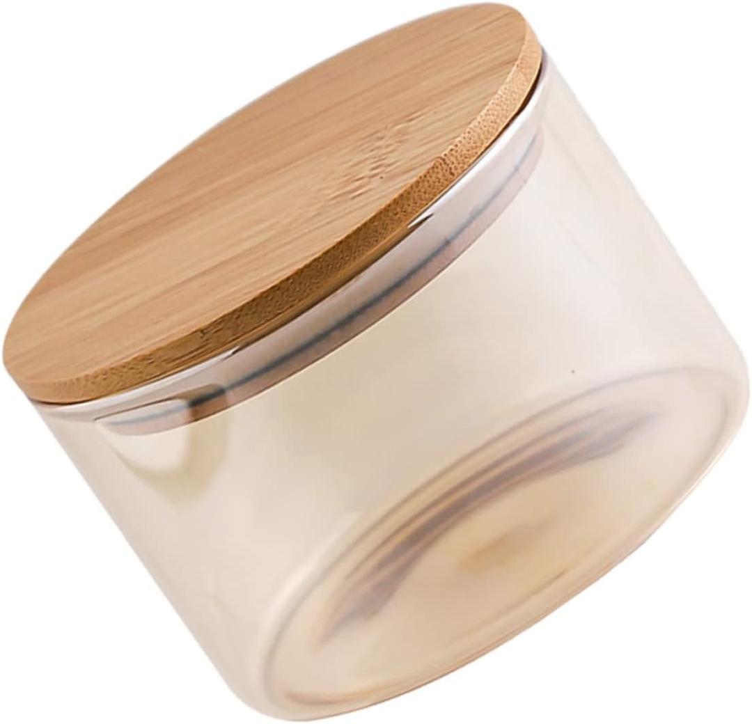 SOLUSTRE Glass Storage Jar with Wooden Lid Airtight Food Storage Container for Snacks and Nuts 1 Piece Glass Canister for Kitchen Organization and Meal Prep