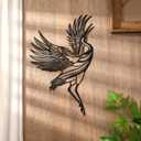3 Pcs Black Metal Crane Wall Decor Heron Art Graceful Birds Art Sculpture Japanese Traditional Wall Statue Decor for Living Room Bedroom Yard Office