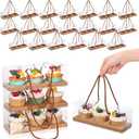 Thenshop 20 Pcs 9 x 3 x 3 Inch Clear Cupcake Boxes with Handle and Inserts 3 Count Portable Pastry Packaging for Cupcakes Carrier Muffin Bakery Containers Mothers Day Wedding Party(Brown)