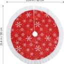 ULTECHNOVO 35. 4 Inch Large Christmas Tree Skirt Xmas Soft Cover Mat Decor Snowflake Collar Farmhouse Tree Skirt for Holiday Ornaments Party Home Indoor Decorations (Red)