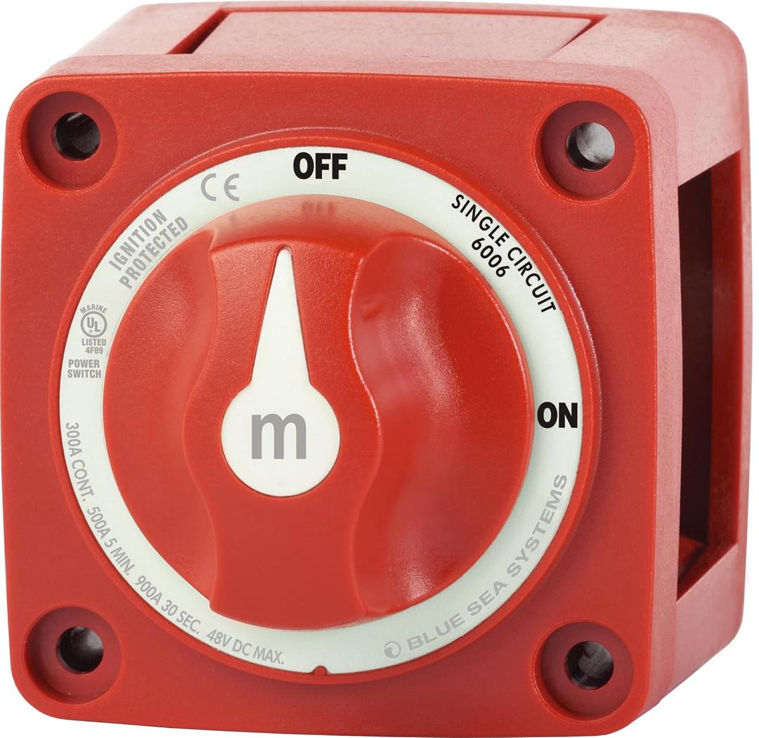 Blue Sea Systems On/Off Battery Isolator Switch With Locking Key, Red, 6006 mSeries