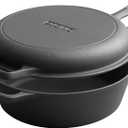 2-in-1 Pre-Seasoned Cast Iron Dutch Oven Pot with Skillet Lid Set, 10" Skillet 3QT Pot for Cooking, Baking, Frying and Camping