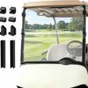 Golf Cart Windshield, EZGO RXV Windshield Suitable for 2008-Up EZGO RXV Golf Cart, Clear Folding Windshield Replacement with Windshield Clips, PC UV Resistant