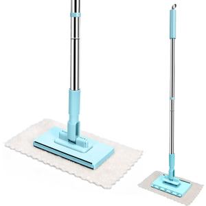40H Lengthen Mini Swifter Cleaning Mop, Small Sweeper Flat Dust Mop,Dry and Wet Cleaning Mop for Kitchen Bathroom House Wall Window,Blue (40H)