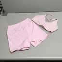 QBGJTD Womens Workout Sets Cross Back Sports Bras Matching High Waist Biker Shorts Yoga Jogger Outfits Work Out Clothes, (Small, Pink)
