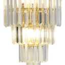 Gold Crystal Wall Sconce, Modern 4-Tiers Crystal Wall Lights for Living Room, Clear K9 Crystal Wall Lamps, Wall Mount Dining Room Kitchen Bedroom Hallway Lighting Fixtures