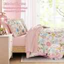 Kaleido Space Twin Comforter Set for Girls Kids - 5 Pieces Pastel Garden Patterns Twin Bedding Sets for Girls Teen, Soft Cozy Bed in A Bag with Sheets