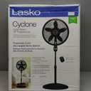 Lasko Oscillating Cyclone Pedestal Fan, Adjustable Height, Timer, Remote Control, 3 Speeds, for Bedroom, Living Room, Home Office, 18", Black, 1843