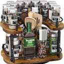 Lazy Susan Organizer Spice Rack - Spice Organization for Cabinet Height Adjustable Rotating Lazy Turntable, Pantry Kitchen Wood Revolving Seasoning Organizer (12 Inch)