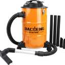 BACOENG 5.3-Gallon Ash Vacuum with Double Stage Filtration System, 10 Amp Ash Vacuum for Pellet Stoves with 1200W Powerful Suction, 5FT Metal Hose and 360 Rotating Wheel
