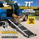 71" Aluminum Alloy Dog Ramp for Car SUV Truck Side Door, Foldable Outdoor Pet Ramp with Adjustable Support Head, Non-Slip Traction Surface, Sturdy Ramp for Large Dogs Up to 200 LBS (4 Folded)