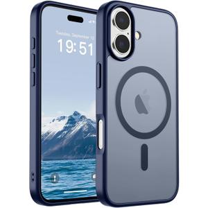 SUPFINE Magnetic for iPhone 17 Case (Compatible with MagSafe)(Military Grade Drop Protection) Translucent Matte Shockproof with Anti-Fingerprint Phone Cover 2025,Navy Blue
