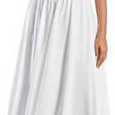 Summer Corset Midi Wedding Guest Dresses for Women Formal Flowy Sweetheart Neck Lace Up Sundress Tea Party Dress (Small, White)