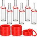 Shappy 31 Pcs Ring Toss Game Set Include 25 Rings and 6 Glass Bottles Fun Target Carnival Games for Outside Activity Carnival Party Favor (Red)