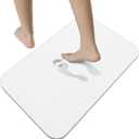 Diatomite Stone Bath Mat 17.7x13.8 Inch 30s Instant Absorbent Bath Stone Mat Quick Drying Stone Bath Mat with a Non-Slip Pad Shower Mat for Bathroom Kitchen Bath Mats