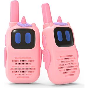 Pink Walkie Talkies with Silicone Cover, Toys for 3-8 Year Old Girls Boys, Kids Walkie Talkies 1000FT Range 2 Way RadioToy Christmas Birthday Gifts for 6-10 Year Old Girls Boys