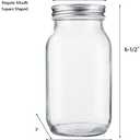 Jucoan 12 Pack 24 oz Glass Mason Jar Canning Jar with Silver Airtight Metal Lids, Regular Mouth Glass Jars for Preserving Fruits, Vegetables, Pickles, Tomato Juices and Sauces, Square Shape