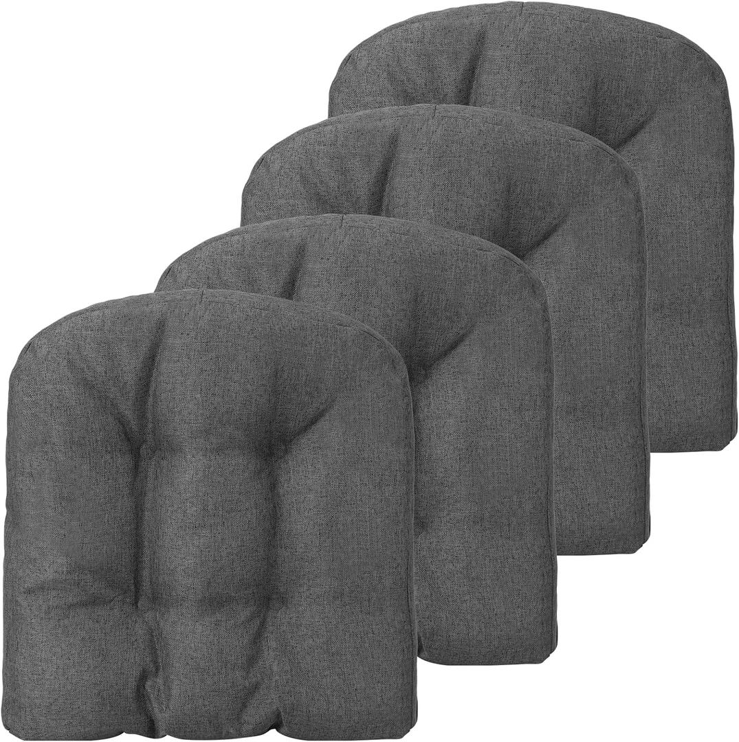 Chair Cushions for Dining Chairs 4 Pack, 17.5” x 17”U-Shaped Chair Pads with Polyester Cover, Non-Slip Backing, Soft and Comfortable Kitchen Seat Cushions for Indoor Outdoor Chair (Gray)