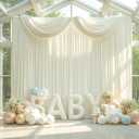 60ft x 12ft Wrinkle Free Ivory Backdrop Curtains for Parties, 12 Panels 12FT Long Silky Polyester Photo Backdrop Drapes Back Drop Cloth for Wedding Birthday Photography Background Decor